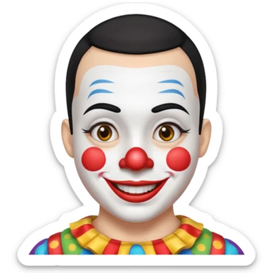 buzz cut black haired clown sticker