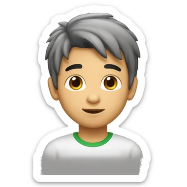 niño rubio con el pelo medio largo muy soniente sticker