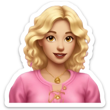 Blonde beautiful girl with pink pink tarot gold cards sticker