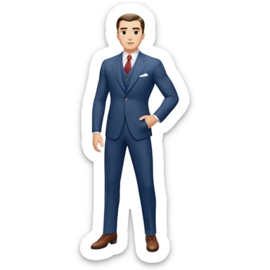 Tom Buchanan from The Great Gatsby, full body, athletic build, 1920s suit, confident posture, slicked-back hair sticker