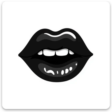Hand-drawn black lips with a slight shimmer, gothic style sticker