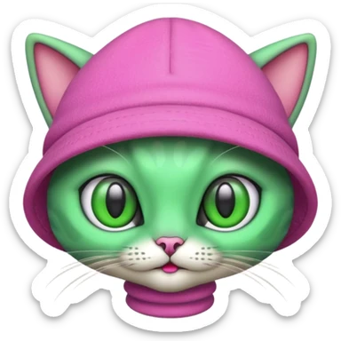 alien cat with pink hat sticker