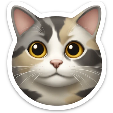 Grey & beige striped calico cat sticker
