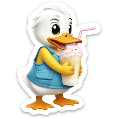 duckling drinking a milkshake sticker