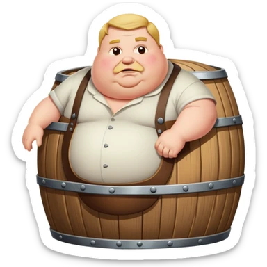 Fat white man barrel sticker