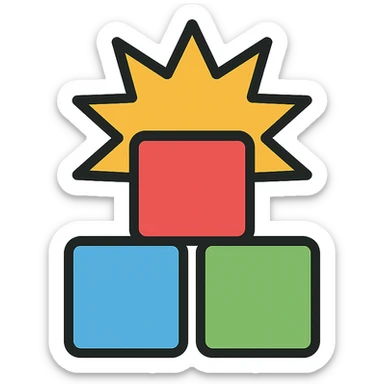 modern app icon for Block Blast, stacked blocks with a burst effect, minimalistic, sharp edges sticker
