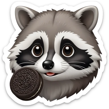 Raccoon eating oreo cookies  sticker