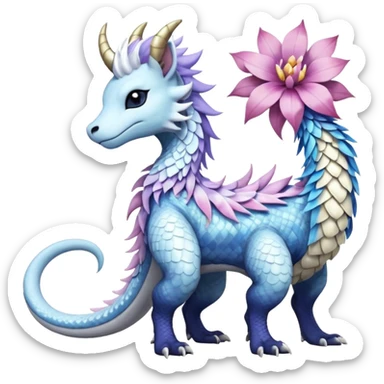 Shiny Glossy Pastel Light Divine Reptilian Draconian Furry Scaly Hairy Feathery Bovine Goated Feline Beautiful Floral Snowy Pretty Absol-Amaura-Suicune-Cobalion-fusion, full body sticker