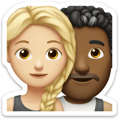 A white girl with blond straight hair kissing a light-skinned brown guy with curly black hair sticker