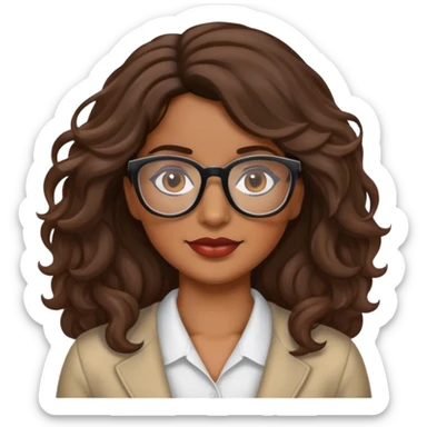 Hispanic women with brown wavy hair and glasses sticker