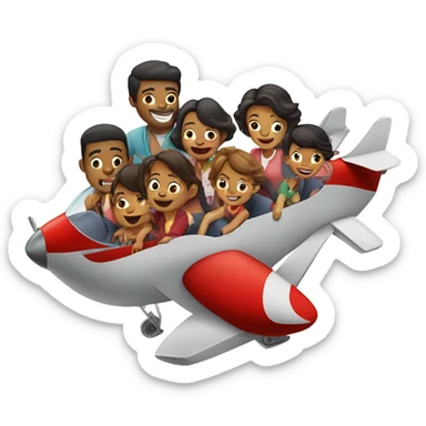 Family of 8 flying in airplane sticker