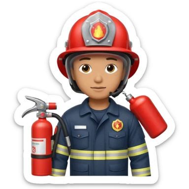 firefighter with fire extinguisher sticker