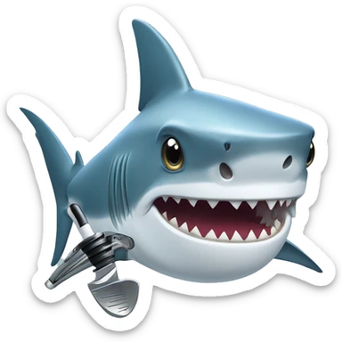 Shark with golf clubs sticker