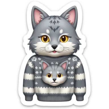 A cat with a Wolf a cat wearing a wolf-shaped sweater sticker