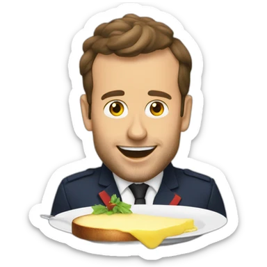 Macron eating raclette sticker