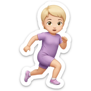 short haired infant girl running wearing onesie sticker