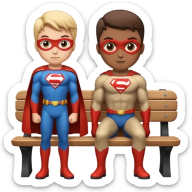 superhero standing next to a bench sticker