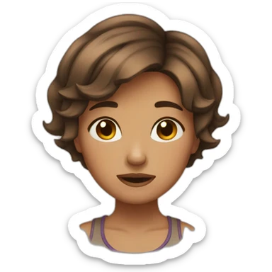 short hair brown color girl crying sticker