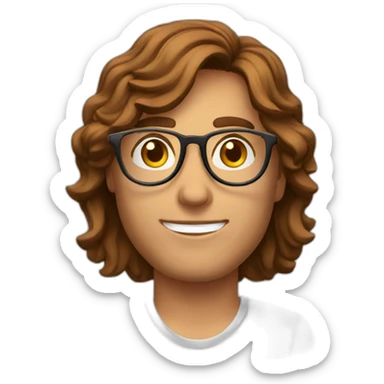 Brown hair rounded glassses marketing men sticker