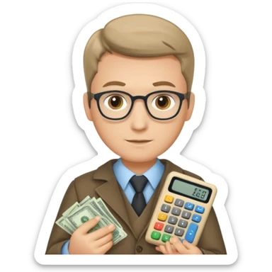 finanzwirt mit geld und taschenrechner in den händen sticker