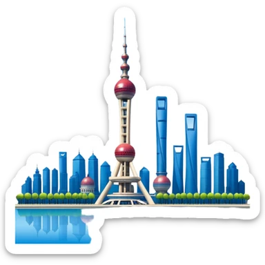 Shanghai Oriental Pearl Tower with a blue sky background sticker