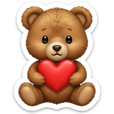 Teddy bear with a heart in her arms sticker