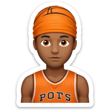 Basketball guy with orange headband sticker