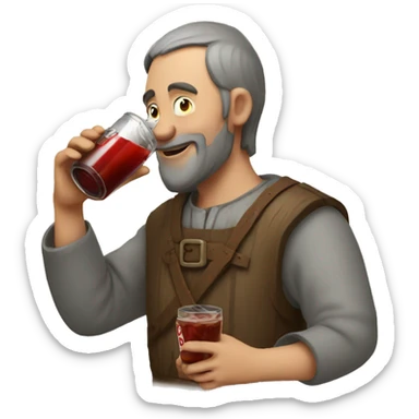 Medieval villager drinking coke sticker
