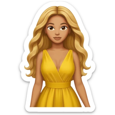 Beyonce with long golden blonde hair, yellow outfit sticker