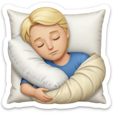sleeping blonde white man with a silk pillow sticker
