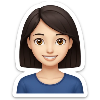 Make an emoji of a slender girl with dark hair and brown eyes sticker