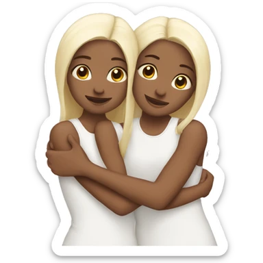 White twin girls hugging sticker