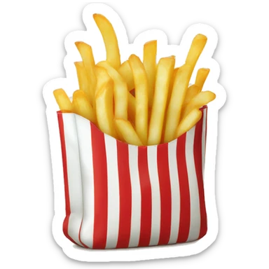 french fries in red white striped bag sticker