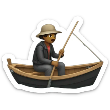 Une personne noir sur un bateau de peche sticker