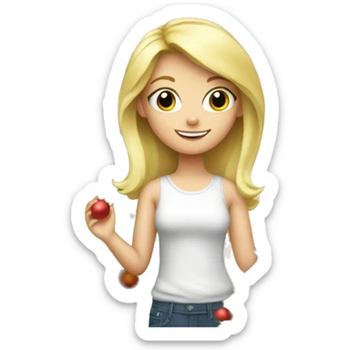 Blond Girl decorating a Christmas tree sticker