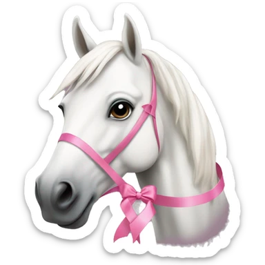 White horse with pink ribbon sticker