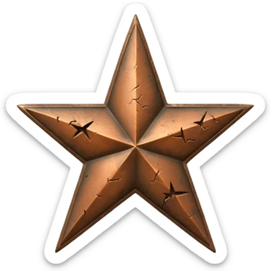 Concept: A single, bronze-colored military star (like a Bronze Star or a general's star) that is slightly faded or has a "crack" graphic running through it.

Color: Faded bronze or dark gold. sticker