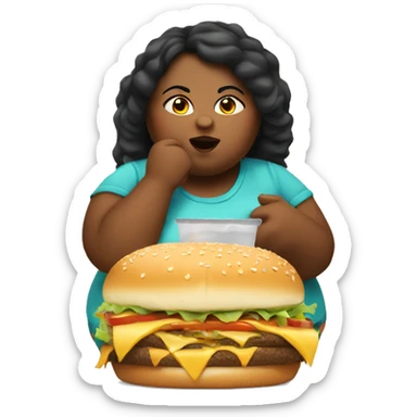 a fat girl eating a big mac sticker