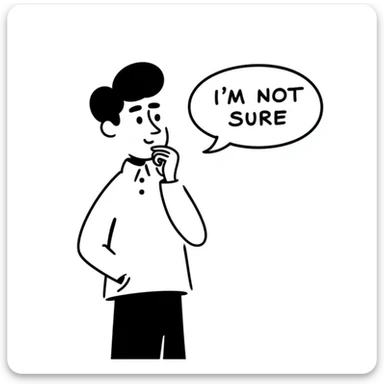 A Chinese man thinking with a speech bubble that says "I'm not sure." sticker