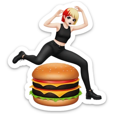 emo twerking on a burger cuh sticker
