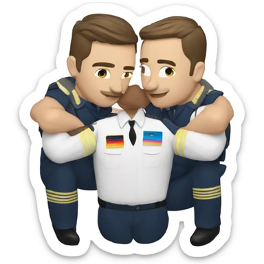 2 Caucasian male gay pilots kissing sticker