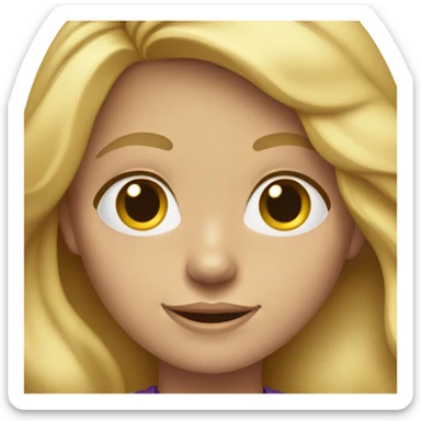 Blonde girl with long wavy hair and a purple T shirt on  sticker