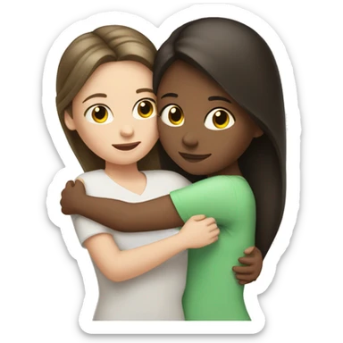 White brunette girl hugging her white brunette mom sticker