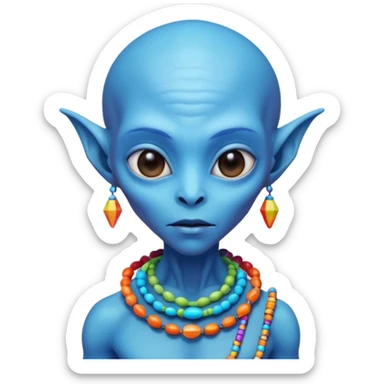 alien living in desert, colorful, accessories, just face  sticker