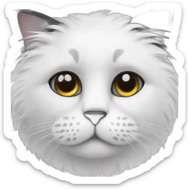 A cat head with white fur but black spot over one eye sticker