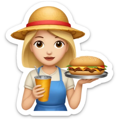 woman holding street food sticker