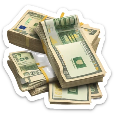 Legal document with a stack of euro banknotes placed in top of it  sticker