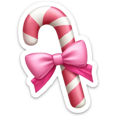 Very light pink candy cane with pink bow sticker