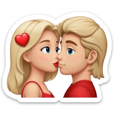 beso enamorados rubia y moreno sticker