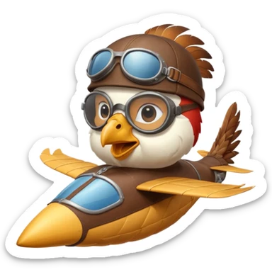 rooster pilot flying glider sticker